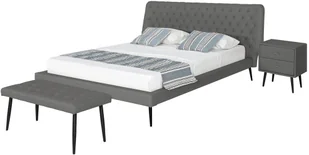 Beliani Zestaw mebli do sypialni ekoskóra 160 x 200 cm szary ESSONNE - Łóżka - miniaturka - grafika 2