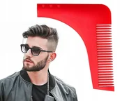 Kosmetyki i akcesoria do pielęgnacji brody - Grzebień do stylizacji Brody Zarostu Szablon - miniaturka - grafika 1