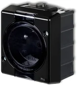 Gniazdka elektryczne - Karlik Gniazdo pojedyncze z uziemieniem bryzgoszczelne IP44 SENIOR Czarny 12GHS-1d - miniaturka - grafika 1