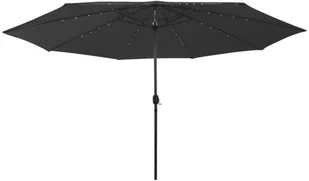 vidaXL Parasol ogrodowy z LED i metalowym słupkiem, 400 cm, czarny 312536 - Parasole ogrodowe - miniaturka - grafika 3
