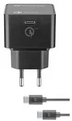 Ładowarki do telefonów - Ładowarka do sieci CellularLine USB-C PD 30W QC 4+ USB-C kabel 1m ACHKITQC4TYCK) Czarna - miniaturka - grafika 1