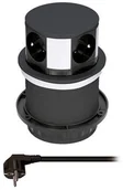 Gniazdka elektryczne - Solight Solight PP100-B Słupek z gniazdami pod blat stołu 4x230V - miniaturka - grafika 1