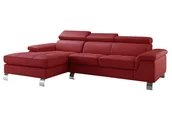 Narożniki - Vente-Unique Sofa narożna ze skóry MISHIMA - Czerwony - Narożnik lewostronny - miniaturka - grafika 1