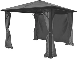 vidaXL Altana ogrodowa z zasłonami, antracytowa, aluminium, 300x300 cm - Altany ogrodowe - miniaturka - grafika 9
