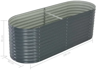 vidaXL Donica ogrodowa z galwanizowanej stali, 240x80x81 cm, szara - Donice - miniaturka - grafika 8
