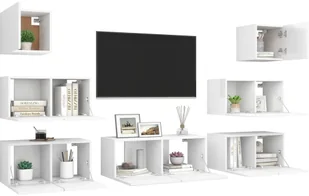 vidaXL Lumarko 7-cz. zestaw szafek TV, biały, płyta wiórowa 3078712 - Szafki RTV - miniaturka - grafika 4