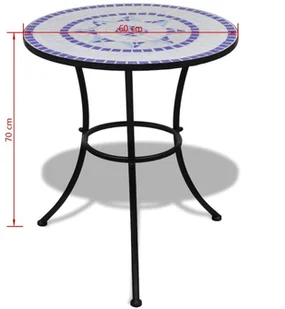 vidaXL vidaXL Stolik mozaikowy 60 cm niebiesko-biały - Stoły ogrodowe - miniaturka - grafika 6