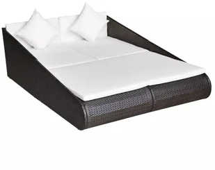 vidaXL Leżanka ogrodowa, brązowa, 201x139 cm, rattan PE vidaXL - Sofy ogrodowe - miniaturka - grafika 2