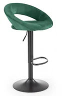 Taborety i hokery - Halmar Hoker krzesło barowe ciemny zielony velvet H102 regulowana czarna noga - miniaturka - grafika 1
