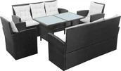 Meble ogrodowe - vidaXL 5 częściowy zestaw mebli do ogrodu poduszki rattan PE czarny 43972 43972 - miniaturka - grafika 1