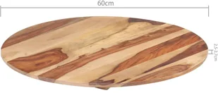 vidaXL Blat stołu, lite drewno sheesham, okrągły, 25-27 mm, 60 cm vidaXL - Blaty meblowe i parapety okienne - miniaturka - grafika 3