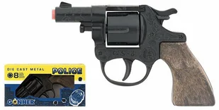Gonher Mały metalowy rewolwer policyjny 8 naboi - Zabawy w naśladowanie dorosłych - miniaturka - grafika 2