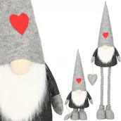 Ozdoby bożonarodzeniowe - Skrzat świąteczny 82-130 cm, krasnal na teleskopowych nogach, gnom z szarą czapką CA0671 - miniaturka - grafika 1