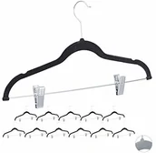 Wieszaki do szafy - Relaxdays aksamitny wieszak z klipsami, zestaw 12 sztuk, haczyk obracany o 360°, wieszak na spodnie, antypoślizgowy wieszak na koszule, 43 cm, różne kolory - miniaturka - grafika 1