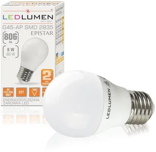 LEDlumen Żarówka LED CCD WW G45-AP, E27, 8 W, barwa biała ciepła - Żarówki LED - miniaturka - grafika 6