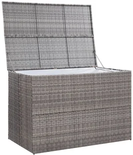 vidaXL Skrzynia ogrodowa, szara, 150 x 100 x 100 cm, rattan PE vidaXL - Skrzynie ogrodowe - miniaturka - grafika 4