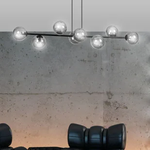 Euluna Lampa wisząca Glassy 8-punktowa, szkło grafitowe - Lampy sufitowe - miniaturka - grafika 2