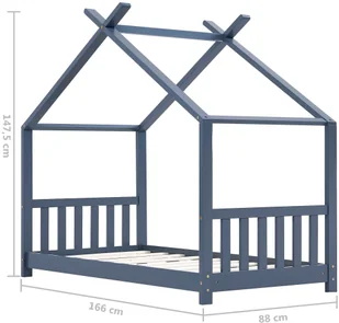 vidaXL Rama łóżka dziecięcego, szara, lite drewno sosnowe, 80 x 160 cm vidaXL - Łóżka dla dzieci i młodzieży - miniaturka - grafika 8