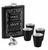 Piersiówki - Murrano Piersiówka czarna z 4 kieliszkami i grawerem dla niego na 18 urodziny PIER-BK-010 - miniaturka - grafika 1