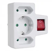 Gniazdka elektryczne - Maclean Gniazdko prądowe potrójne z wyłącznikiem 1x16A 2x2,5A wersja niemiecka MCE215 CEN-54806 - miniaturka - grafika 1