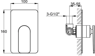 Kohlman Wexpo bateria podtynkowa chrom QW220W | - Baterie podtynkowe - miniaturka - grafika 2