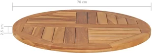 vidaXL Blat stołu, lite drewno tekowe, okrągły, 2,5 cm, 70 cm vidaXL - Blaty meblowe i parapety okienne - miniaturka - grafika 6