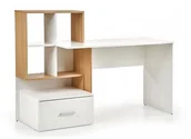 Biurka dla dzieci - Biurko Komputerowe Z Nadstawką Białe + Dąb Złoty W4-R42 - miniaturka - grafika 1