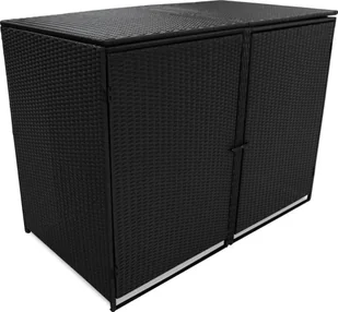 vidaXL Osłona na 2 kosze na śmieci, polirattan, czarna, 148x80x111 cm - Pozostałe meble ogrodowe - miniaturka - grafika 2