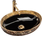 Umywalki - Rea Umywalka Margot Złoto / Czerń ceramiczna - miniaturka - grafika 1