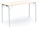 Meble do szkół i przedszkoli - AJ Produkty Stół składany NICKE, 1200x500x720 mm, laminat brzoza, srebrny - miniaturka - grafika 1