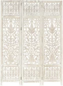 Parawany - vidaXL vidaXL Parawan 3-panelowy, rzeźbiony, biały, 120x165 cm, drewno mango - miniaturka - grafika 1