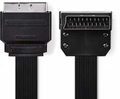 Kable - NEDIS Nedis CVGP31045BK20 SCART-płaski kabel | wtyczka SCART - wtyczka SCART, 90 kątowa | 2,0 m | czarna - miniaturka - grafika 1