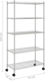 vidaXL 5-poziomowy regał na kółkach, 75x35x155 cm, chrom, 250 kg 324629 - Szafy i regały magazynowe - miniaturka - grafika 7