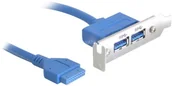 Tuning komputera - akcesoria - Delock USB 3.0 19-pin - 2 x USB 3.0-A kabel USB 0,4 m USB 3.2 Gen 1 (3.1 Gen 1) USB A Niebieski, Wspornik gniazda - miniaturka - grafika 1