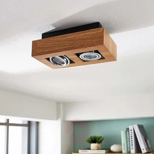Lampenwelt com 2-punktowy spot LED Vince, kolor drewna - Lampy sufitowe - miniaturka - grafika 2