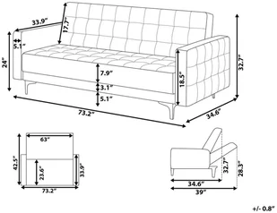 Beliani Sofa rozkładana welurowa szara ABERDEEN - Sofy i kanapy - miniaturka - grafika 8