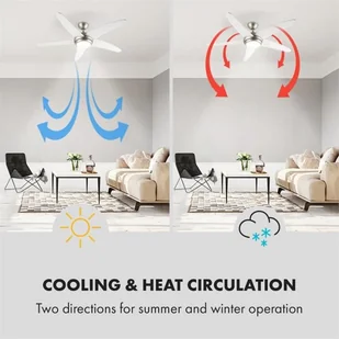 Klarstein Bolero, wentylator sufitowy typu 2 w 1, 134 cm, lampa 55 W, pilot zdalnego sterowania, biały VTS6-Bolero W - Wentylatory sufitowe - miniaturka - grafika 4