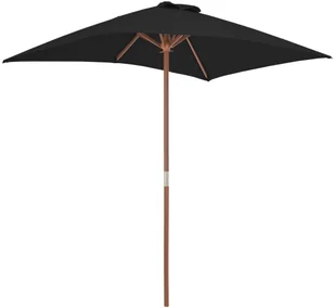 vidaXL Parasol ogrodowy na drewnianym słupku, czarny, 150x200 cm 313884 - Parasole ogrodowe - miniaturka - grafika 3