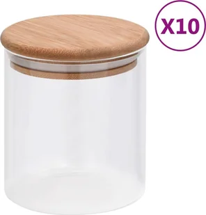 vidaXL vidaXL Szklane słoje z bambusową pokrywką 10 szt. 600 ml 150695 - Pojemniki kuchenne - miniaturka - grafika 8