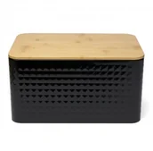 Chlebaki - Tadar GEOMETRIC CHLEBAK Z DREWNIANĄ POKRYWKĄ 35 X 23 CM CZARNY STAL NIERDZEWNA 5903313415354 - miniaturka - grafika 1