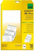 Zakładki indeksujące - Sigel LP701 fiszki do obustronnego nadruku, karton 185 g, format A7, 160 sztuk, białe LP701 - miniaturka - grafika 1