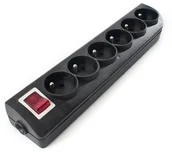 Przedłużacze i rozgałęźniki - Elgotech Listwa przedłużacza sześciokrotna 60 W z wyłącznikiem 6 x 2P+Z czarna - miniaturka - grafika 1