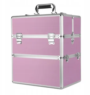 Kuferek Kosmetyczny Dwuczęściowy Różowy Premium - Kosmetyczki, organizery i kuferki - miniaturka - grafika 2