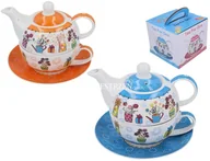 Filiżanki - ZESTAW DO HERBATY - TEA FOR ONE Filiżanka i imbryczek KOLOROWY OGRÓD orange 738-2500 - miniaturka - grafika 1