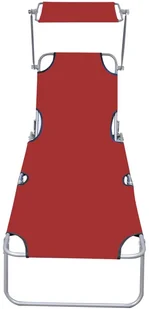 vidaXL Składany leżak z zadaszeniem, czerwony, aluminium - Leżaki ogrodowe - miniaturka - grafika 3