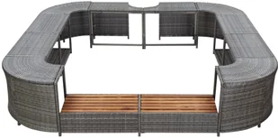 vidaXL Kwadratowa obudowa spa, szara, 268x268x55 cm, polirattan - Akcesoria do basenów - miniaturka - grafika 3
