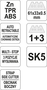 Yato NOŻYK Z WYSUWANYM OSTRZEM TRAPEZOWYM YT-75201 YT-75201 - Nożyce i noże - miniaturka - grafika 5