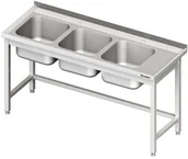 Stoły gastronomiczne - Stalgast Stół ze zlewem trzykomorowym bez półki 1500x700x850 mm 981127150 - miniaturka - grafika 1