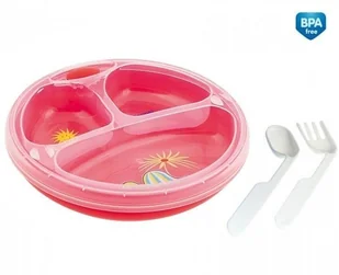 Canpol babies CANPOL TALERZ PODGRZEWANY Z PODZIAŁKĄ I SZTUĆCAMI KOLOROWE ZWIERZĘTA CAN 74/005 - Zestawy naczyń dla dzieci - miniaturka - grafika 2