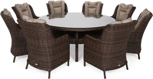 HOME &amp; GARDEN HOME & GARDEN Meble ogrodowe technorattanowe Bristol Round Elegant 180 cm Brown Mat / Brown Melange 8+1 507451 - Meble ogrodowe - miniaturka - grafika 2